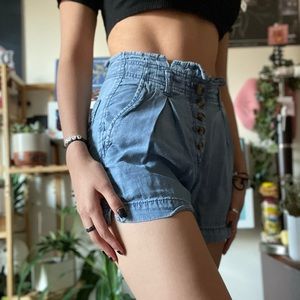 (00) Light Blue High-Waisted Shorts
